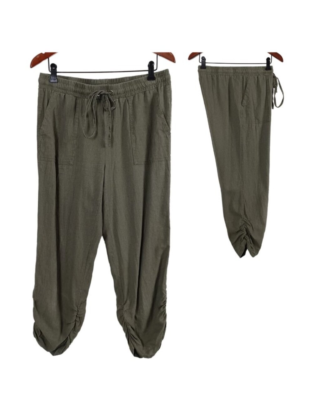 JL Linen-blend Ruched-cropped Joggers